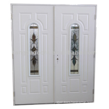 Fangda double steel glass door with wooden edge